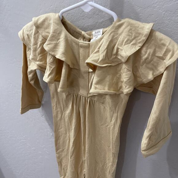 Kate Quinn Golden Ruffle Neck Bamboo Footie Romper - Picture 2 of 7